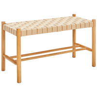SITZBANK 81/45/35 cm Textilgeflecht Naturfarben Eiche massiv  - Naturfarben, KONVENTIONELL, Holz/Textil (81/45/35cm) - MID.YOU