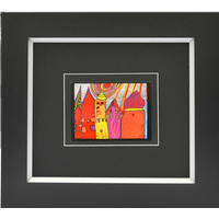 KUNSTDRUCK Hundertwasser Abstraktes, Architektur WARTENDE HÄUSER  - Multicolor/Schwarz, Basics, Holzwerkstoff (38,5/43cm)