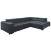 ECKSCHLAFSOFA Dunkelgrau Velours  - Dunkelgrau/Schwarz, Design, Holz/Textil (307/201cm) - Livetastic
