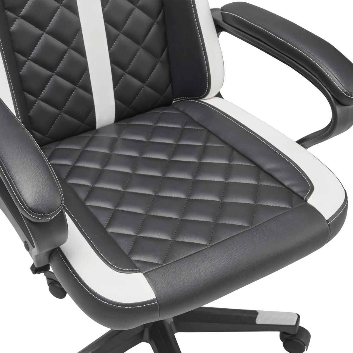 GAMINGSTUHL Schwarz, Weiß Metall, Kunststoff, Textil   - Schwarz/Weiß, LIFESTYLE, Kunststoff/Textil (60/114-124/62cm) - MID.YOU
