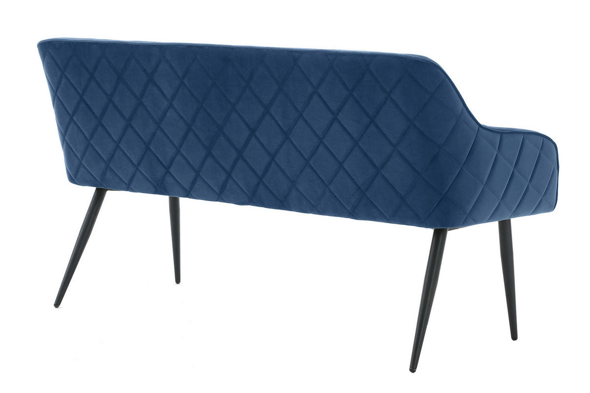 SITZBANK 160/85/61 cm Samt Blau Metall  - Blau/Schwarz, MODERN, Textil/Metall (160/85/61cm) - Livetastic