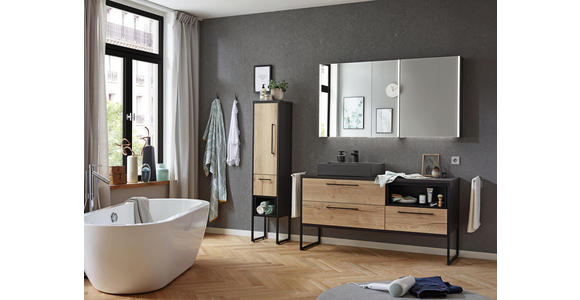 BADEZIMMER - Dunkelgrau/Eichefarben, MODERN, Glas/Holzwerkstoff (150cm) - Dieter Knoll