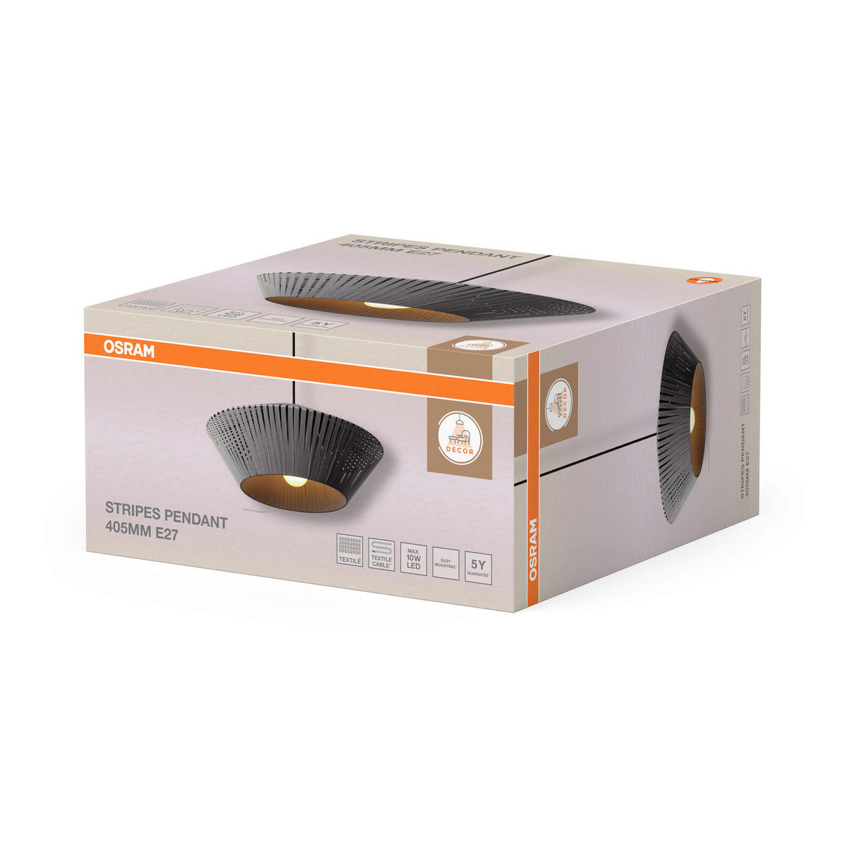 HÄNGELEUCHTE 40,5/120 cm  - Dunkelgrau, Basics, Textil/Metall (40,5/120cm) - Osram