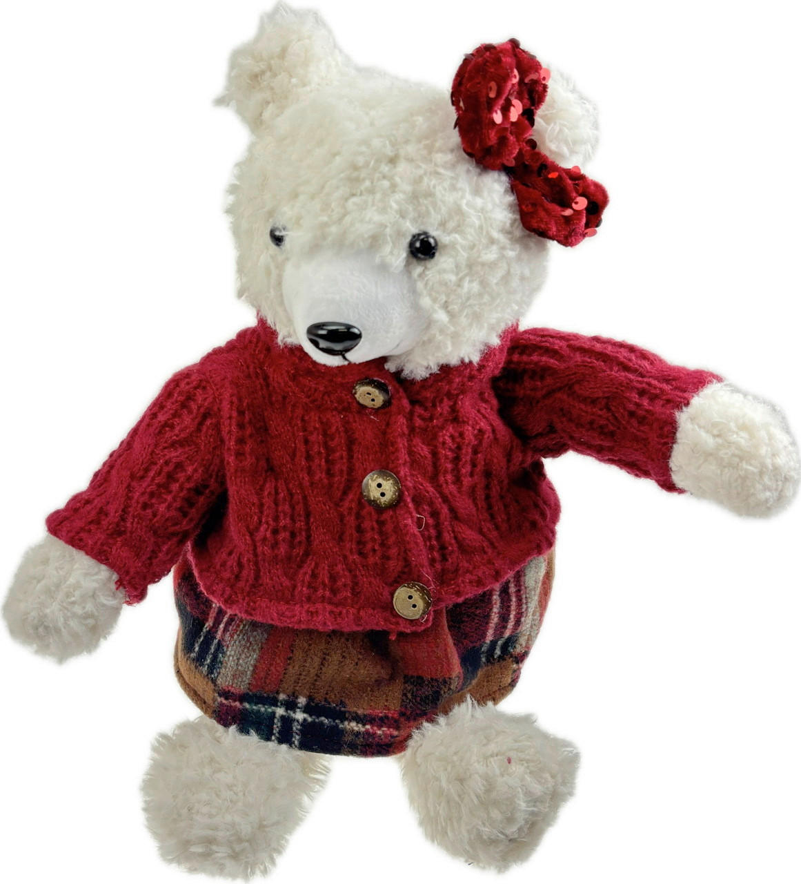 DEKORAČNÝ MEDVEĎ - biela, Basics, textil (25/15/36cm)