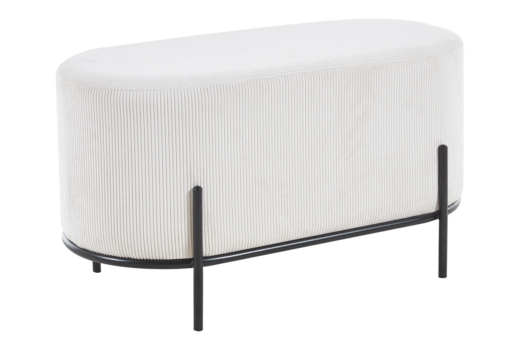 HOCKER in Textil Beige  - Beige/Schwarz, MODERN, Textil/Metall (80/42/40cm) - Livetastic