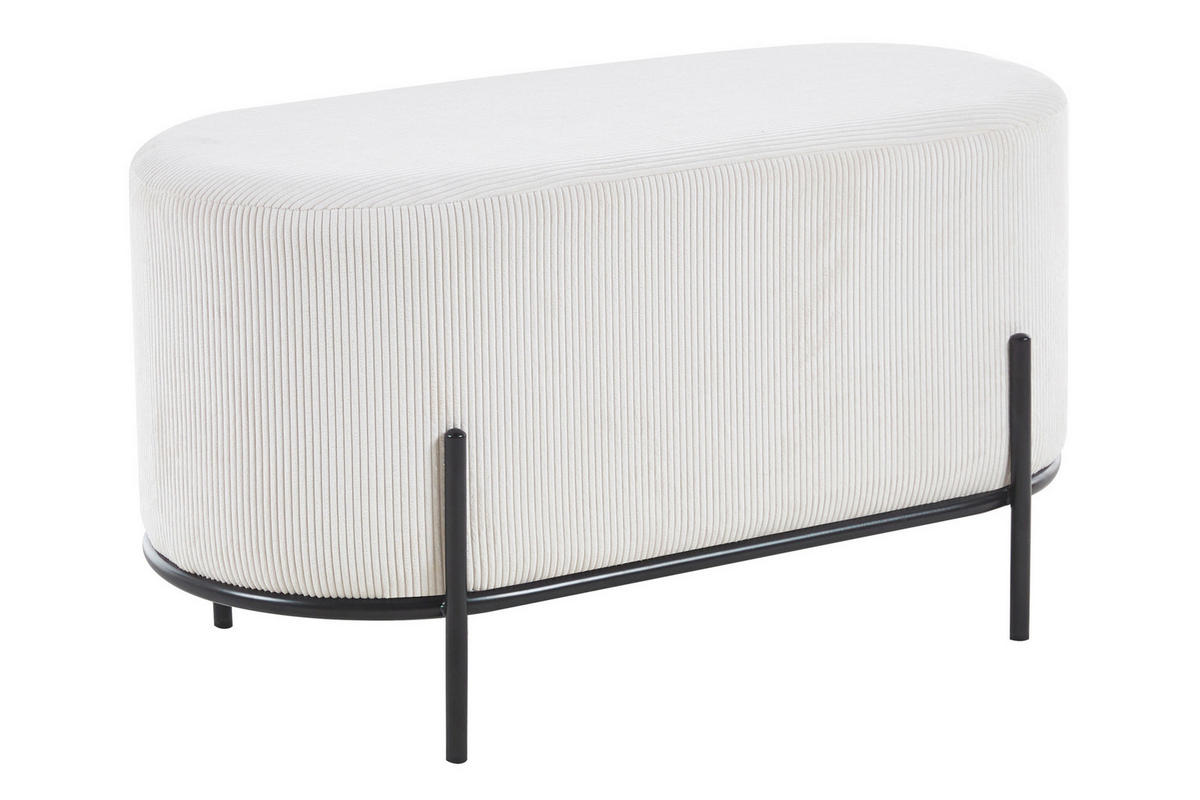 HOCKER in Textil Beige  - Beige/Schwarz, MODERN, Textil/Metall (80/42/40cm) - Livetastic