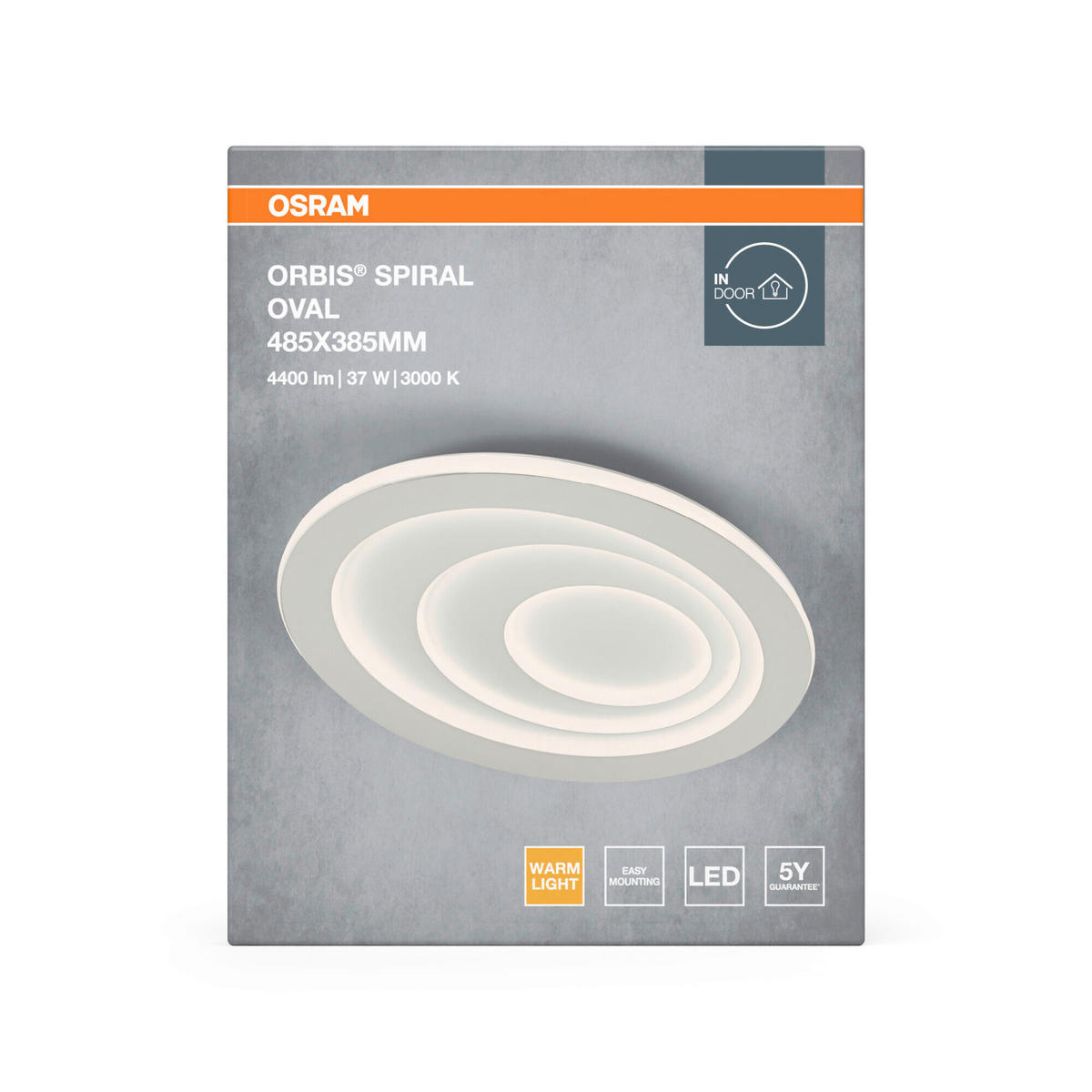 LED-DECKENLEUCHTE Orbis Spiral Oval 48,5/38,5/5,6 cm   - Weiß, Design, Kunststoff/Metall (48,5/38,5/5,6cm) - Osram