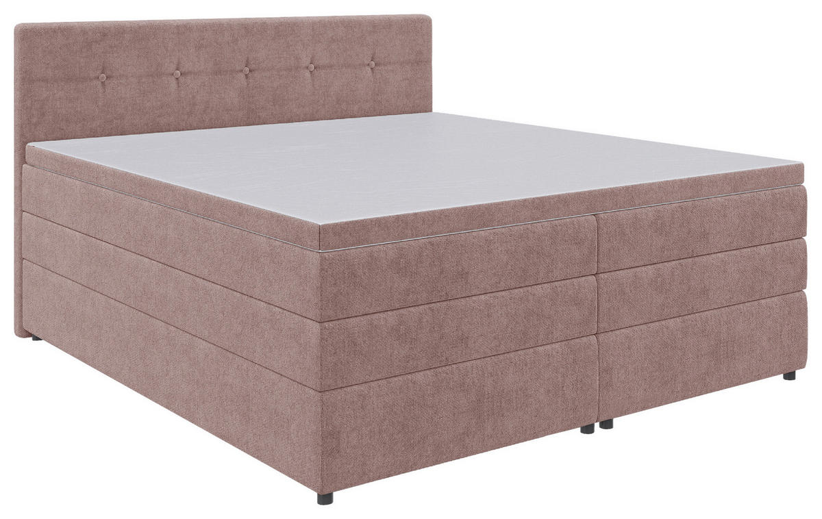 BOXSPRINGBETT 200/200 cm  in Hellrot  - Hellrot/Schwarz, KONVENTIONELL, Kunststoff/Textil (200/200cm) - Carryhome