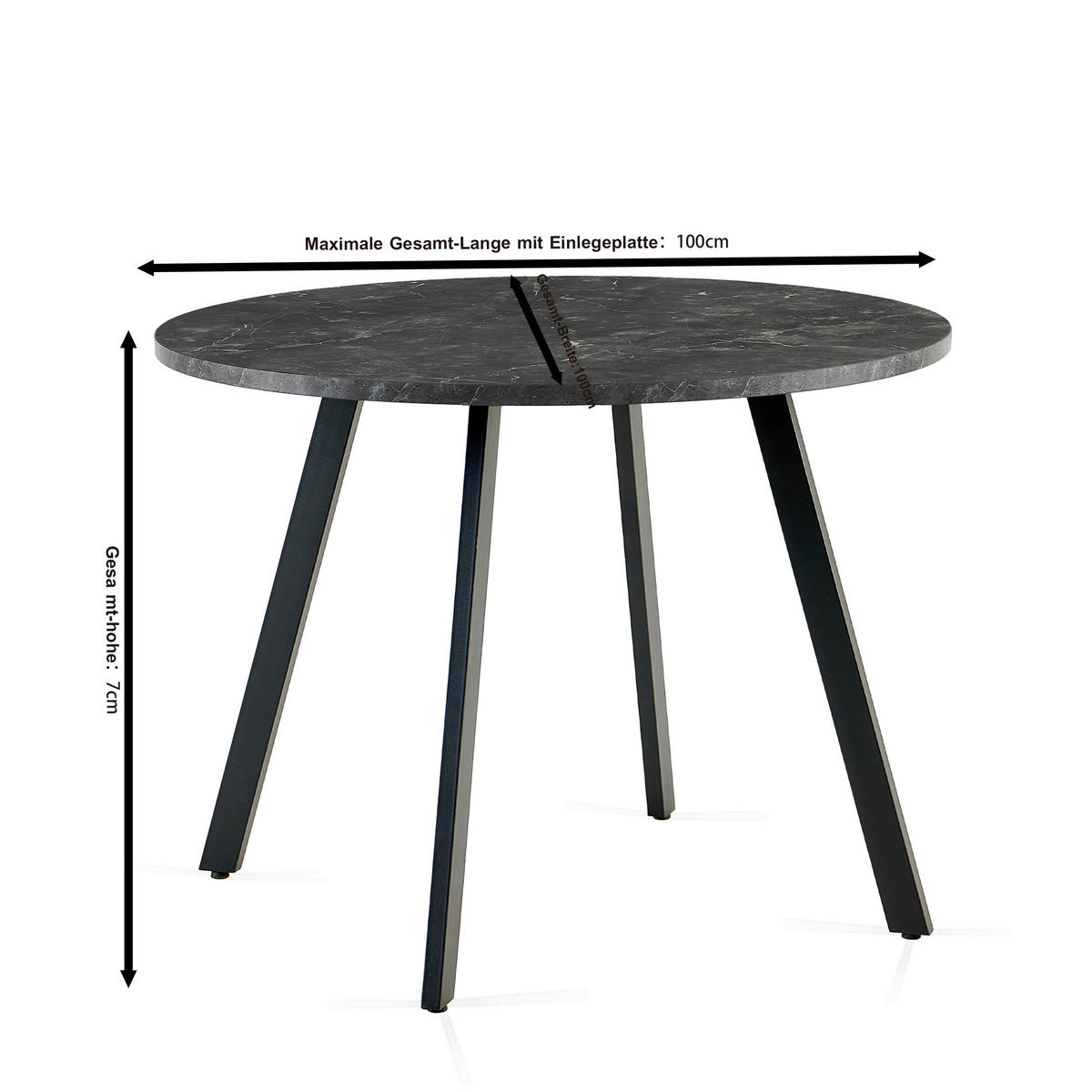 ESSTISCH in Metall, Holzwerkstoff  - Schwarz, KONVENTIONELL, Holzwerkstoff/Metall (100/76/100cm) - B&B Italia