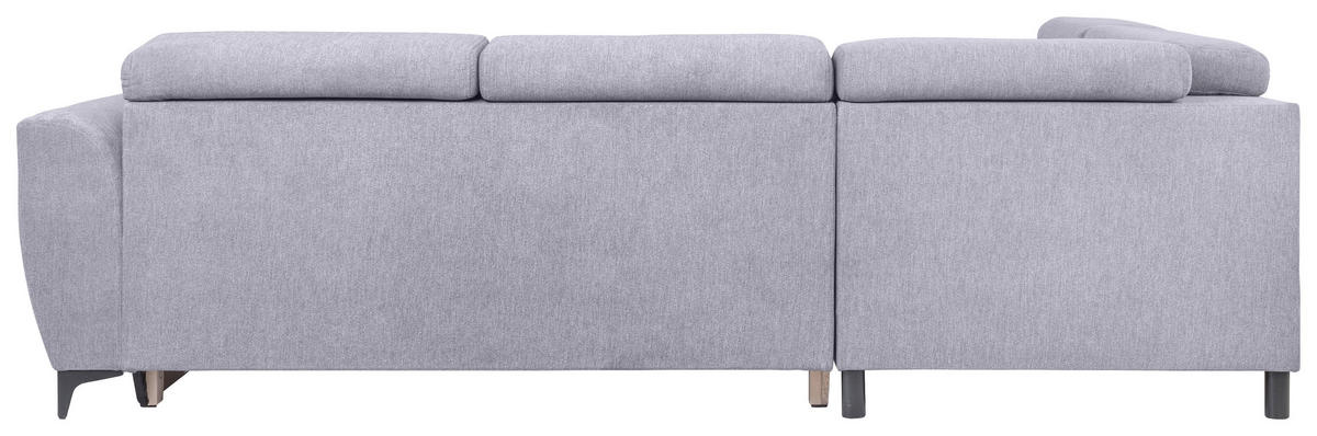 ECKSOFA in Velours Grau  - Schwarz/Grau, Konventionell, Textil/Metall (217/255cm) - MID.YOU