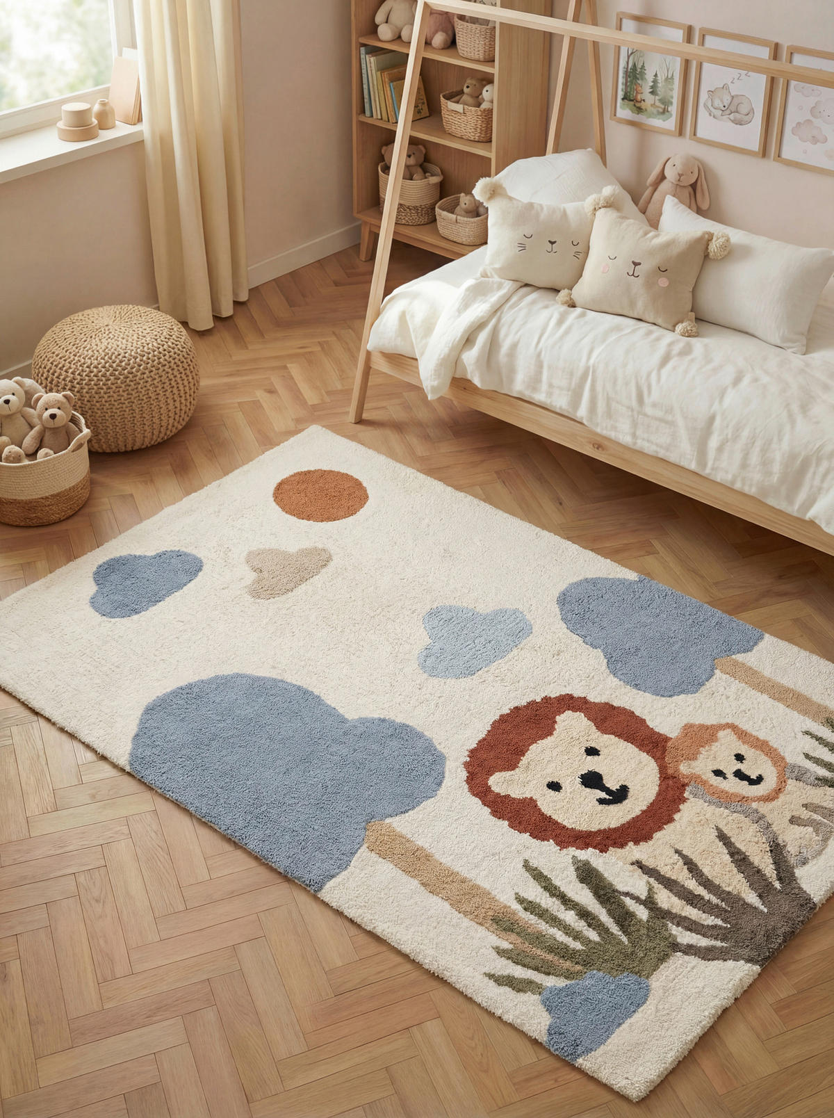 KINDERTEPPICH 140/200 cm Snuggle Lionel Tier  - Blau/Multicolor, Basics, Kunststoff/Textil (140/200cm) - Hanse Home