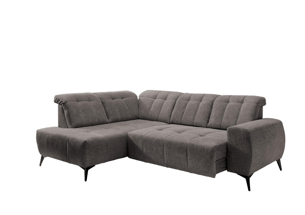 ECKSOFA in Chenille Graubraun  - Graubraun/Schwarz, Modern, Textil/Metall (200/261cm) - Livetastic