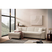 ECKSOFA CAPRI 2 Creme Cord Zierkissen, Rücken echt  - Creme/Schwarz, Basics, Kunststoff/Textil (146/241cm) - MID.YOU