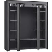STOFFSCHRANK Grau  - Grau, Trend, Kunststoff/Textil (150/175/45cm) - Boxxx