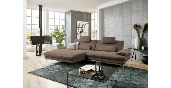 ECKSOFA in Webstoff Braun  - Schwarz/Braun, Design, Textil/Metall (184/284cm) - Dieter Knoll