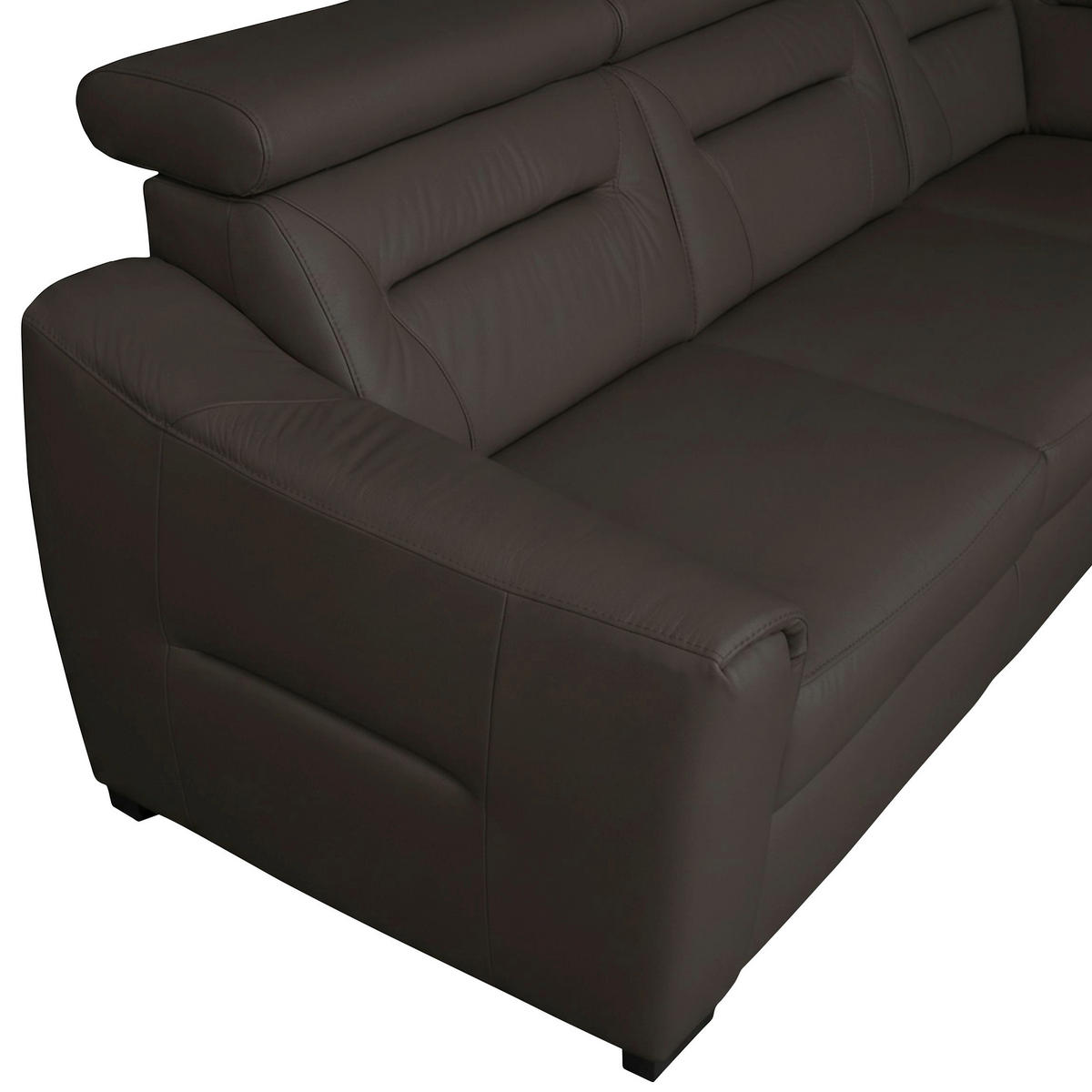 ECKSOFA  in Lederlook Echtleder Dunkelbraun  - Wengefarben/Dunkelbraun, Design, Leder/Holz (260/212cm) - Celina Home