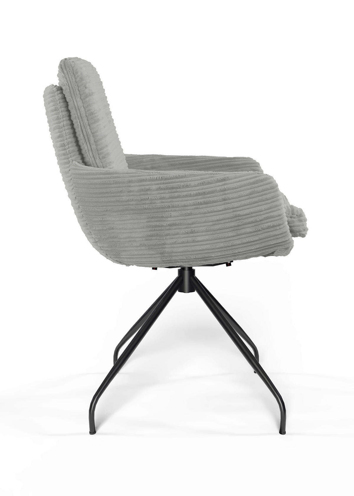 ARMLEHNSTUHL  Beinauswahl, Sitzfläche 360° drehbar, Stoff-/Lederauswahl gerippt  Grau  - Schwarz/Grau, Design, Textil/Metall (60/91/62cm) - Valdera