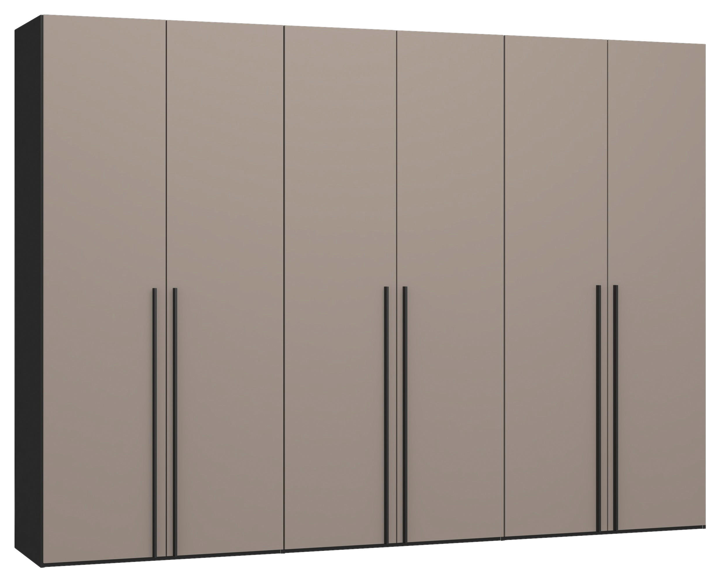 DREHTÜRENSCHRANK 303/220/59 cm,  in Schwarz, Hellbraun, 6-türig  - Hellbraun/Schwarz, Design, Glas/Holzwerkstoff (303/220/59cm) - Jutzler