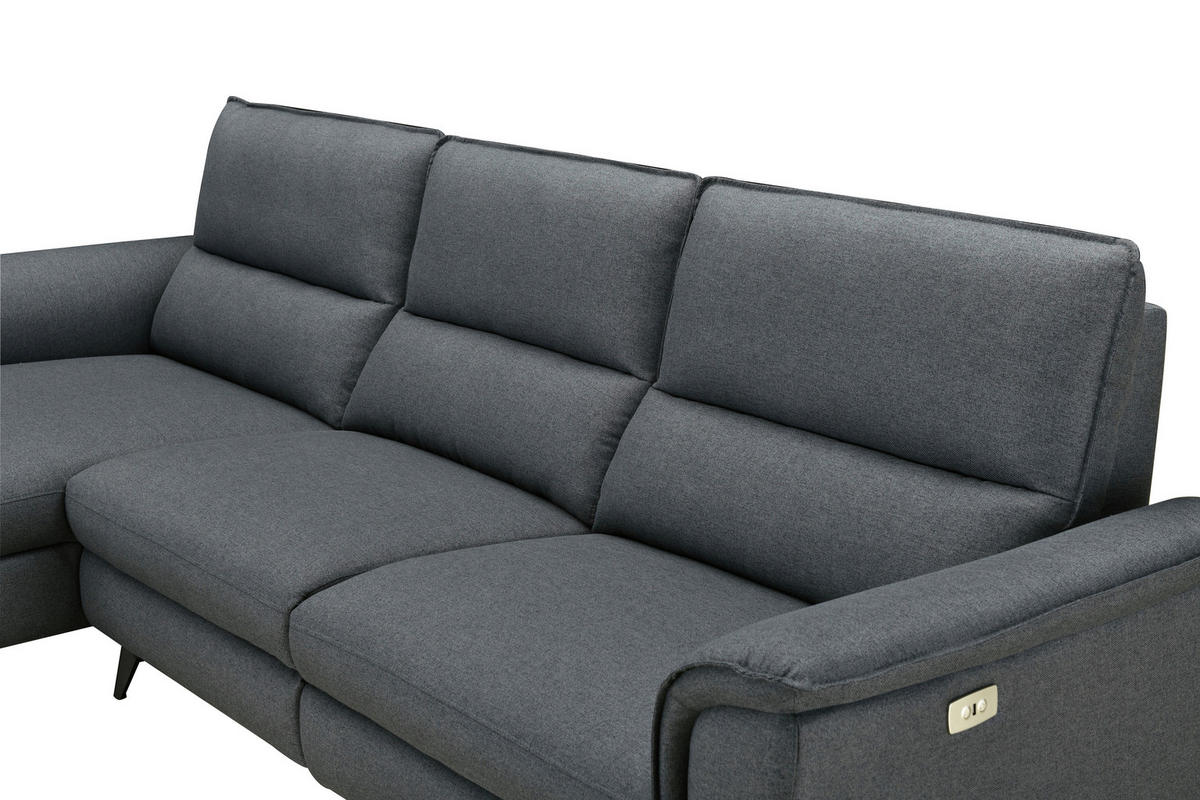 ECKSOFA Anthrazit Webstoff  - Anthrazit/Schwarz, Design, Textil/Metall (155/281cm) - Livetastic