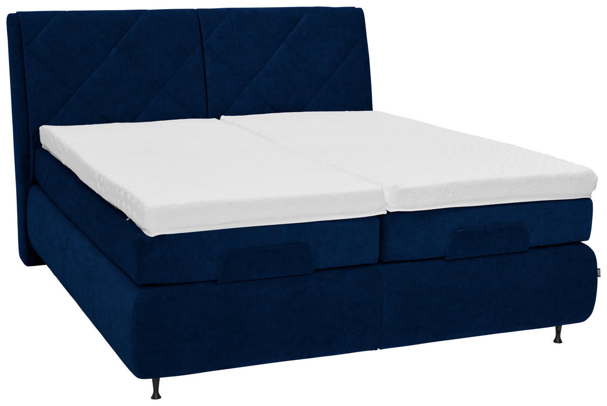 BOXSPRINGBETT 180/200 cm  in Dunkelblau  - Schwarz/Dunkelblau, KONVENTIONELL, Textil/Metall (180/200cm) - Dieter Knoll