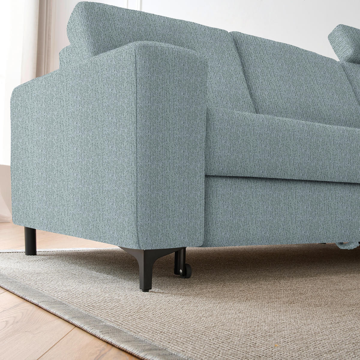 HÖRNSOFFA i vävt tyg blågrå  - blågrå/svart, Klassisk, metall/textil (247/167cm) - MID.YOU
