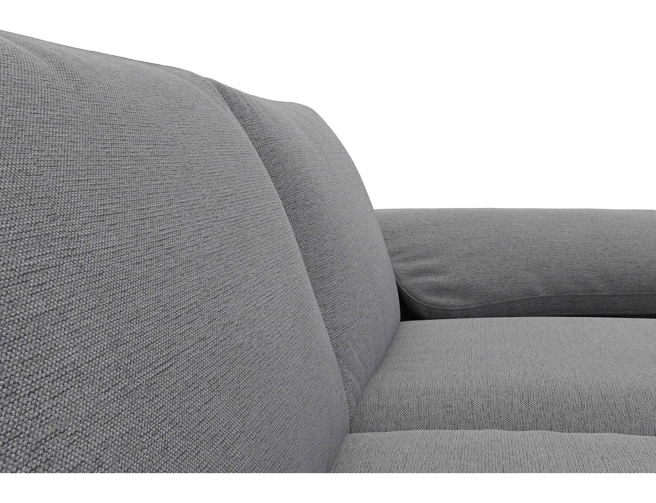 ECKSOFA Grau Flachgewebe  - Schwarz/Alufarben, Design, Textil/Metall (274/159cm) - Livetastic