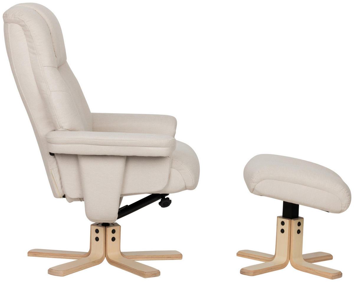 RELAXSESSELSET Webstoff    - Creme/Naturfarben, Design, Holz/Textil (80/109/79cm) - Livetastic