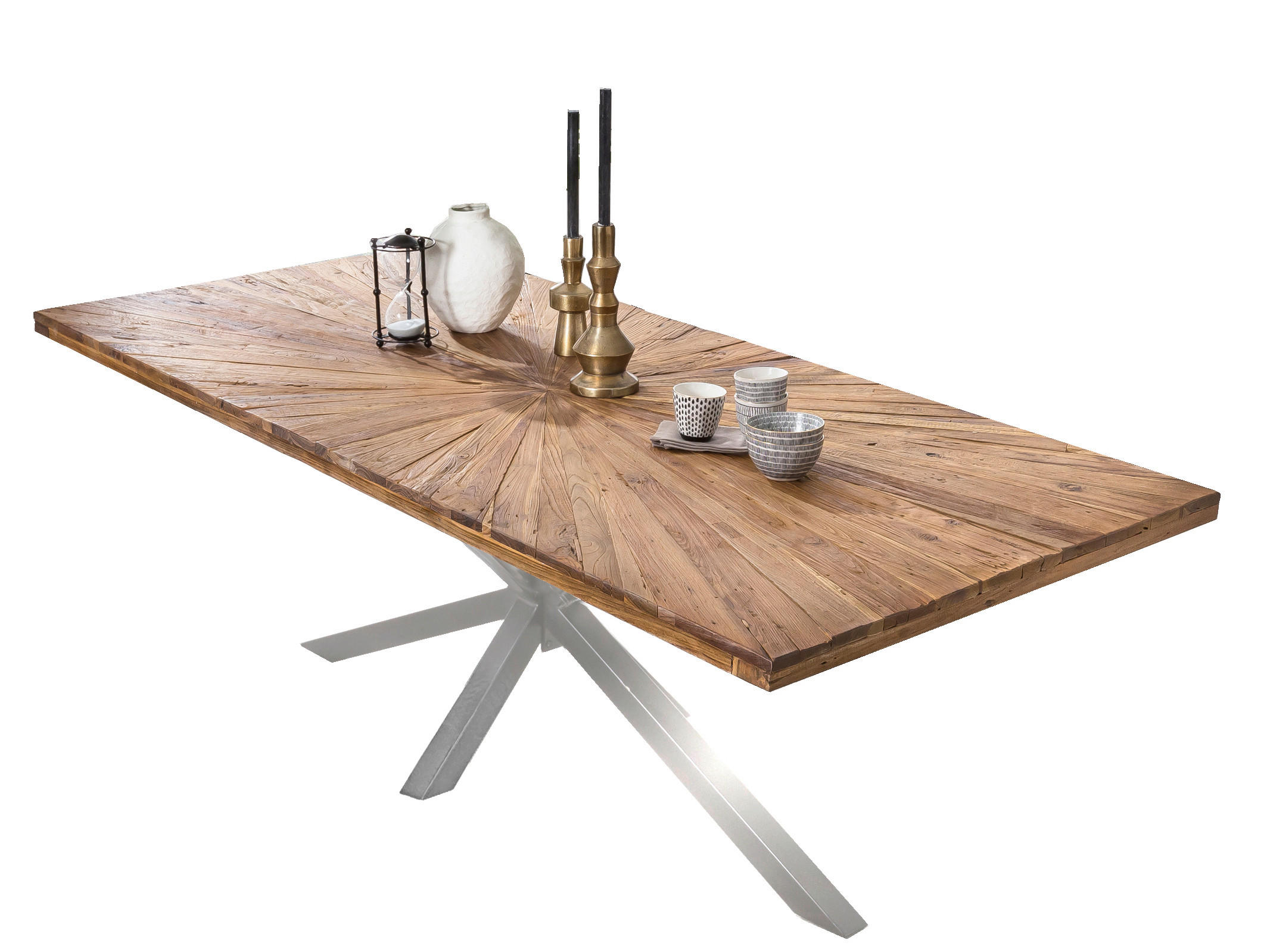 ESSTISCH 160/90/79 cm Echtholz  Holz, Metall rechteckig Naturfarben, Silberfarben  - Silberfarben/Naturfarben, MODERN, Holz/Metall (160/90/79cm) - MID.YOU