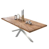 ESSTISCH 160/90/79 cm Echtholz  Holz, Metall rechteckig Naturfarben, Silberfarben  - Silberfarben/Naturfarben, MODERN, Holz/Metall (160/90/79cm) - MID.YOU