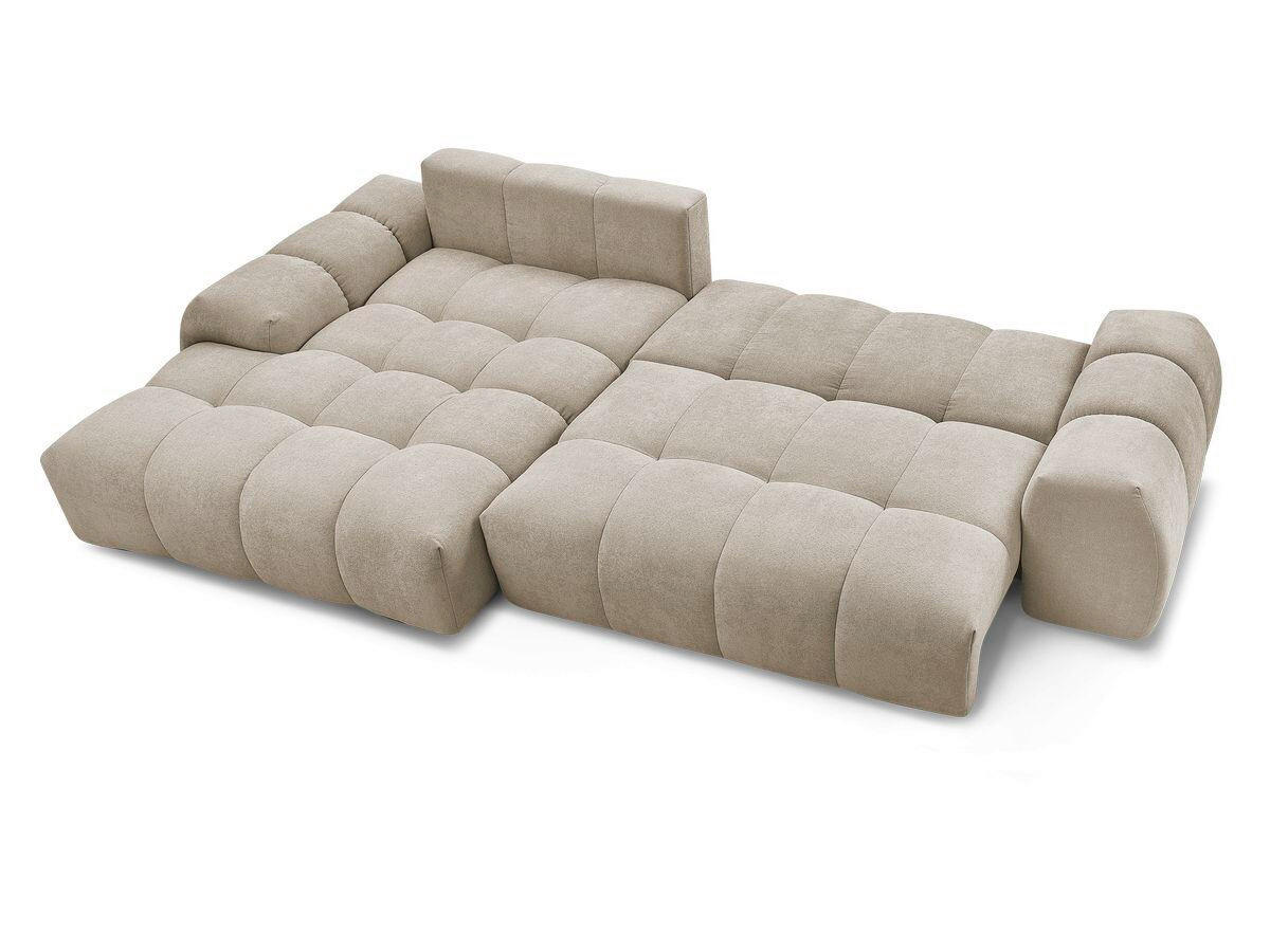 ECKSCHLAFSOFA EVEREST  mit Rücken echt, Armteil links, Armteil rechts Struktur Taupe  - Taupe/Schwarz, MODERN, Kunststoff/Textil (180/318cm) - Livetastic