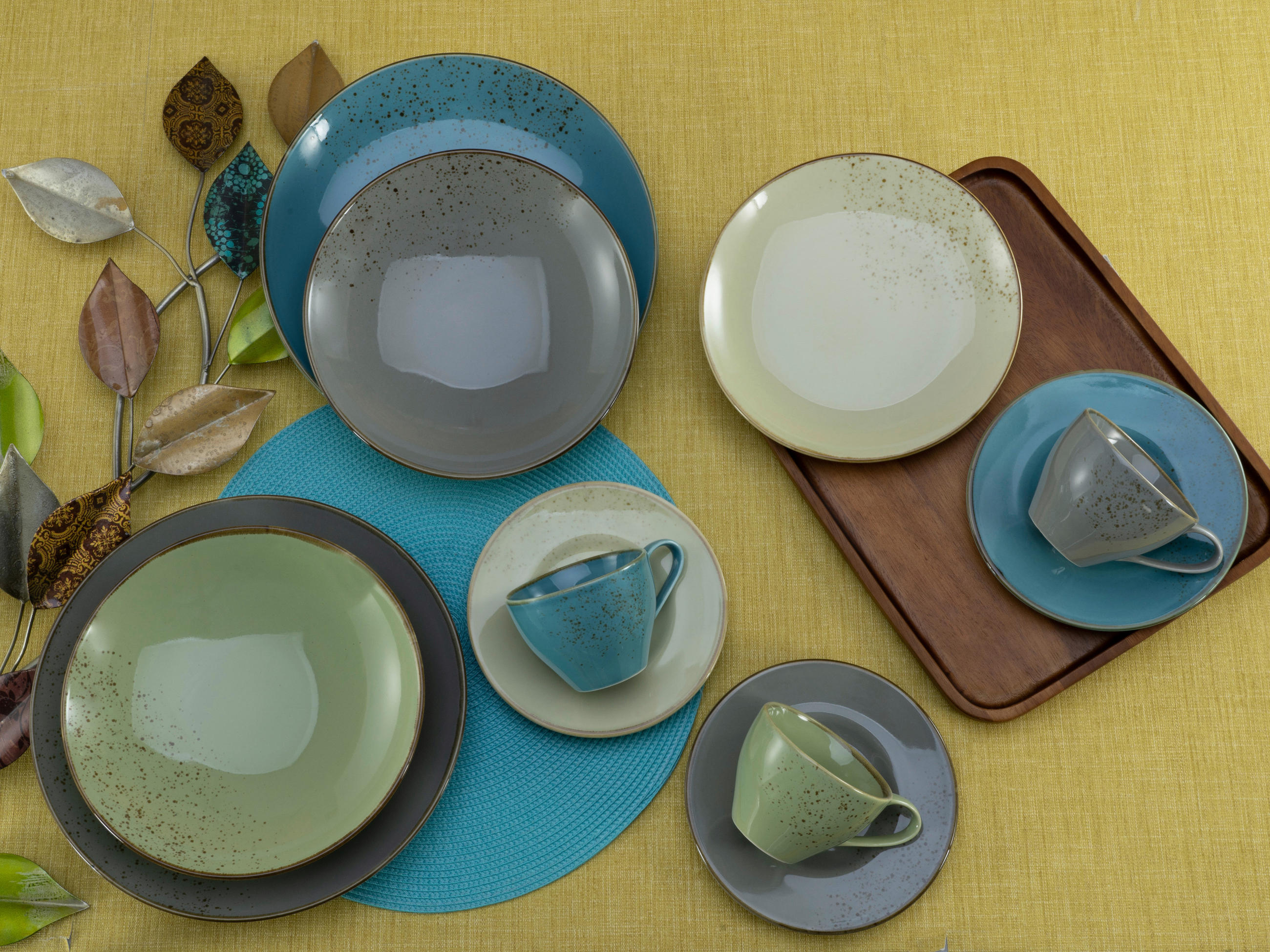 KOMBISERVICE 20-teilig NATURE COLLECTION BUNT  - Multicolor, Basics, Keramik (34/31,5/33cm) - Creatable