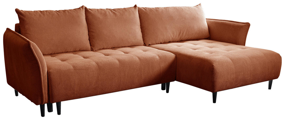 ECKSOFA MONTE CARLO Terracotta Struktur, Plüsch  - Terracotta/Schwarz, Trend, Textil (290/160cm) - MID.YOU