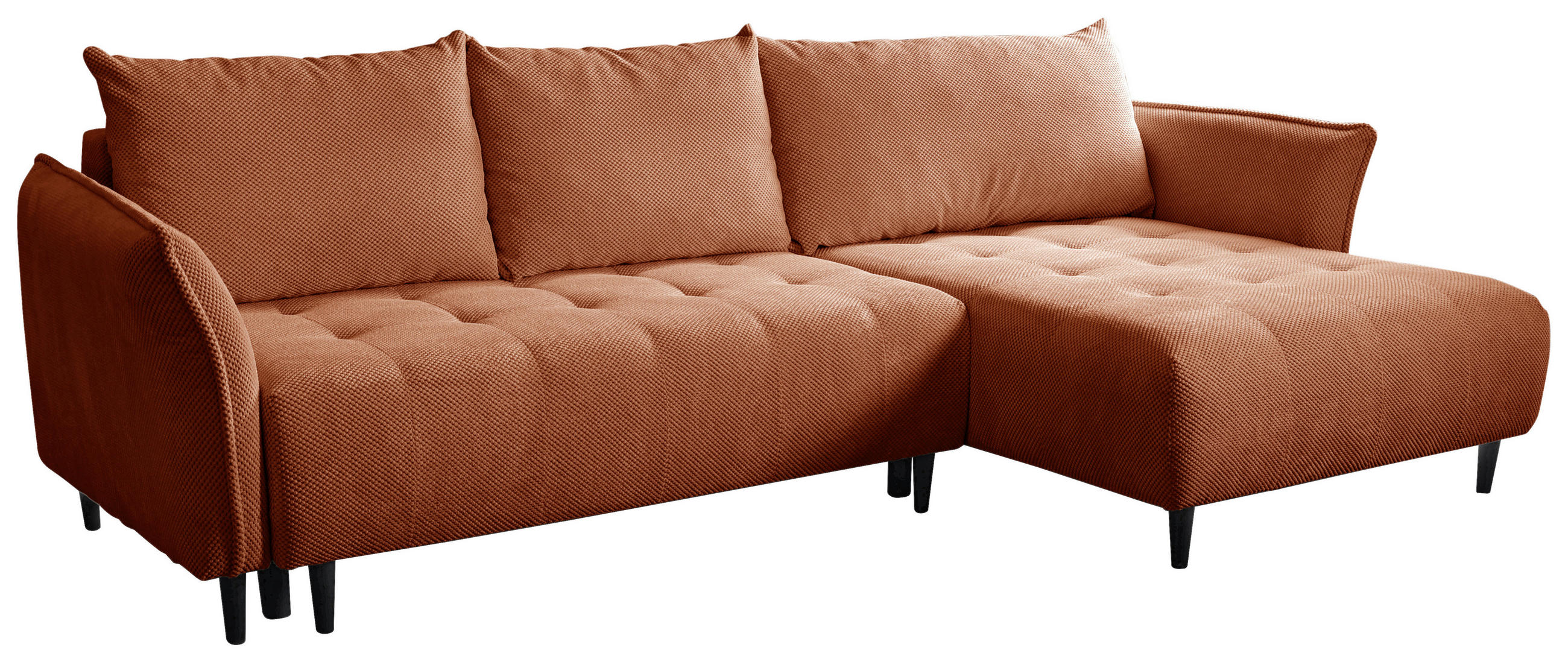 Thumbnail - Mid.you Ecksofa Monte Carlo, Terracotta, Textil, 3-Sitzer, Füllung: Polyurethan (Pur), Silikon, Ottomane rechts, L-Form,...