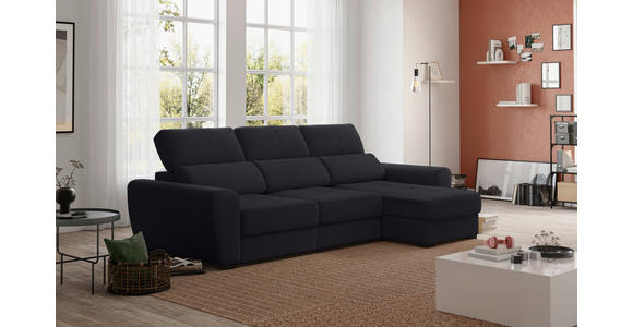 ECKSOFA in Velours Anthrazit  - Anthrazit/Schwarz, KONVENTIONELL, Kunststoff/Textil (285/177cm) - Carryhome