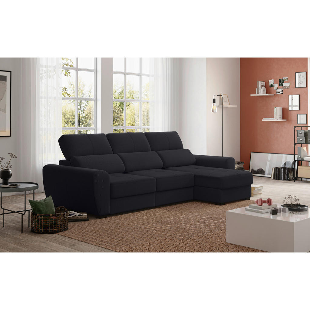 Thumbnail - Carryhome Ecksofa, Anthrazit, Textil, 4-Sitzer, Ottomane rechts, seitenverkehrt montierbar, L-Form, 285x177 cm, Made in ...