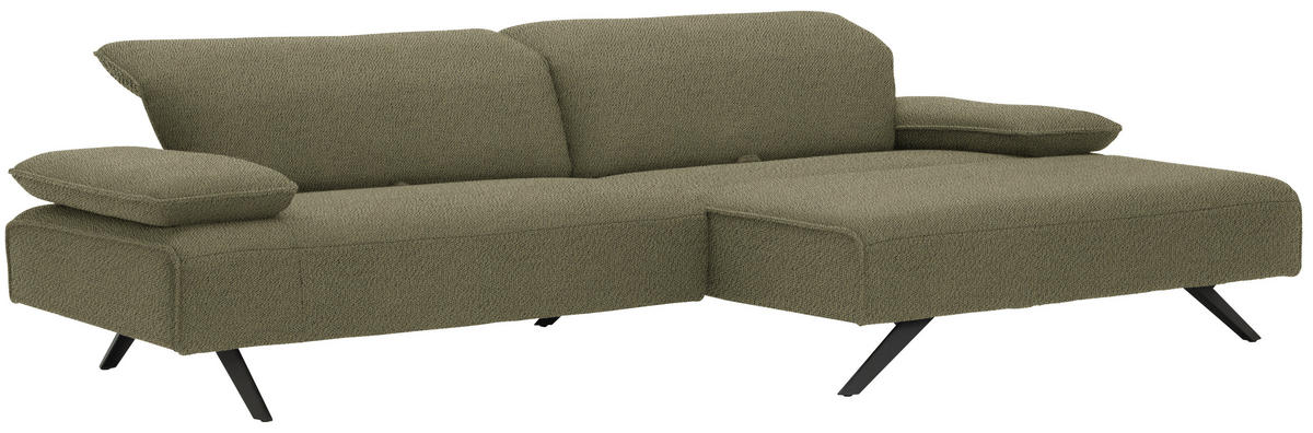 ECKSOFA in Flachgewebe Olivgrün  - Anthrazit/Olivgrün, Design, Textil/Metall (280/165cm) - Johann Jakob