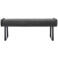 HOCKERBANK 140/51/49 cm Webstoff Schwarz, Dunkelgrau  - Dunkelgrau/Schwarz, Design, Textil/Metall (140/51/49cm) - Novel