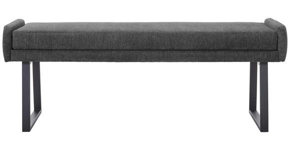 HOCKERBANK 140/51/49 cm Webstoff Schwarz, Dunkelgrau - Dunkelgrau/Schwarz, Design, Textil/Metall (140/51/49cm) - Novel