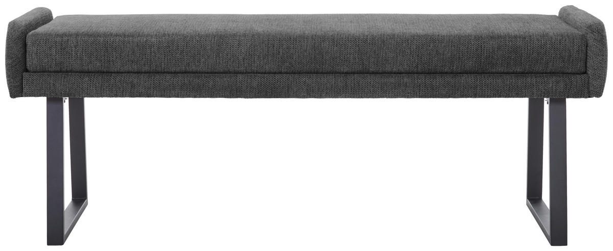 HOCKERBANK 140/51/49 cm Webstoff Schwarz, Dunkelgrau  - Dunkelgrau/Schwarz, Design, Textil/Metall (140/51/49cm) - Novel