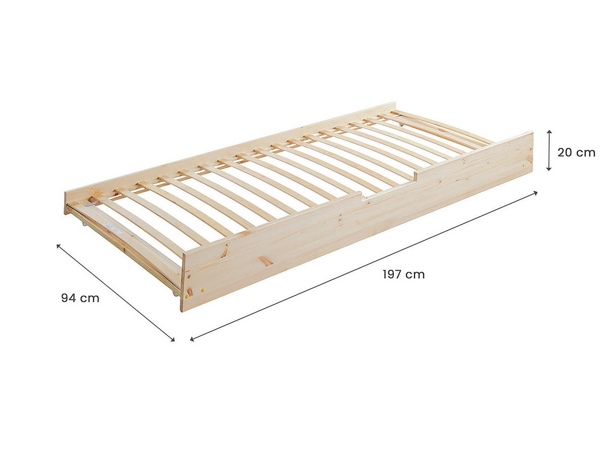 HAUSBETT 90/200 cm,  in Naturfarben, Altrosa  - Altrosa/Naturfarben, MODERN, Holz/Textil (90/200cm) - MID.YOU