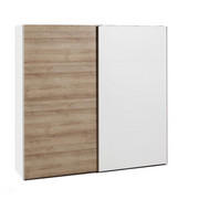 OMARA Z DRSNIMI VRATI, bela, hrast - bela/hrast, Design, leseni material (250/220/67cm) - Hom`in