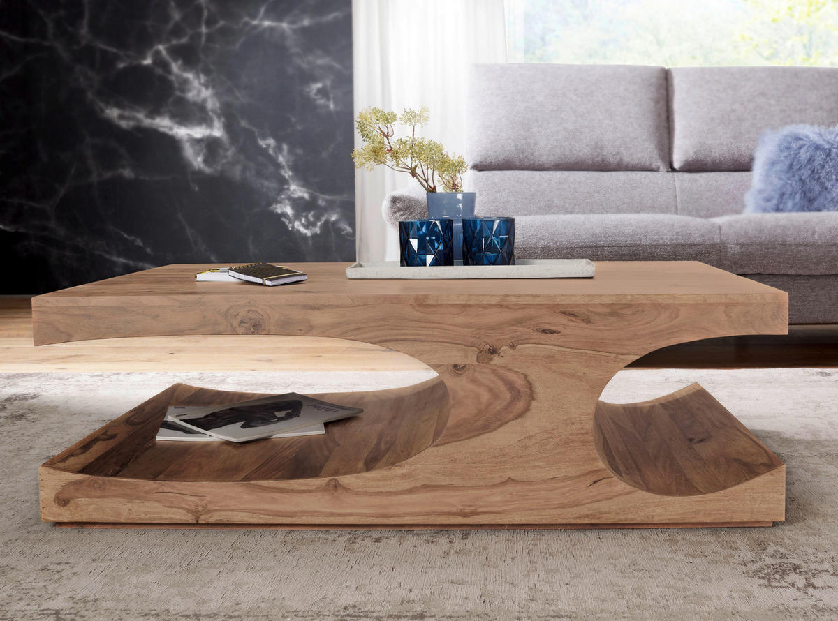 COUCHTISCH Akazie massiv 118/70/38 cm rechteckig Akaziefarben  - Akaziefarben, Design, Holz (118/70/38cm) - MID.YOU
