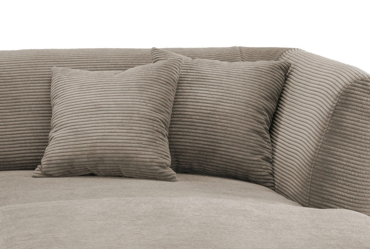 ECKSOFA in Cord Graubraun  - Graubraun/Schwarz, Modern, Holz/Textil (264/160cm) - MID.YOU