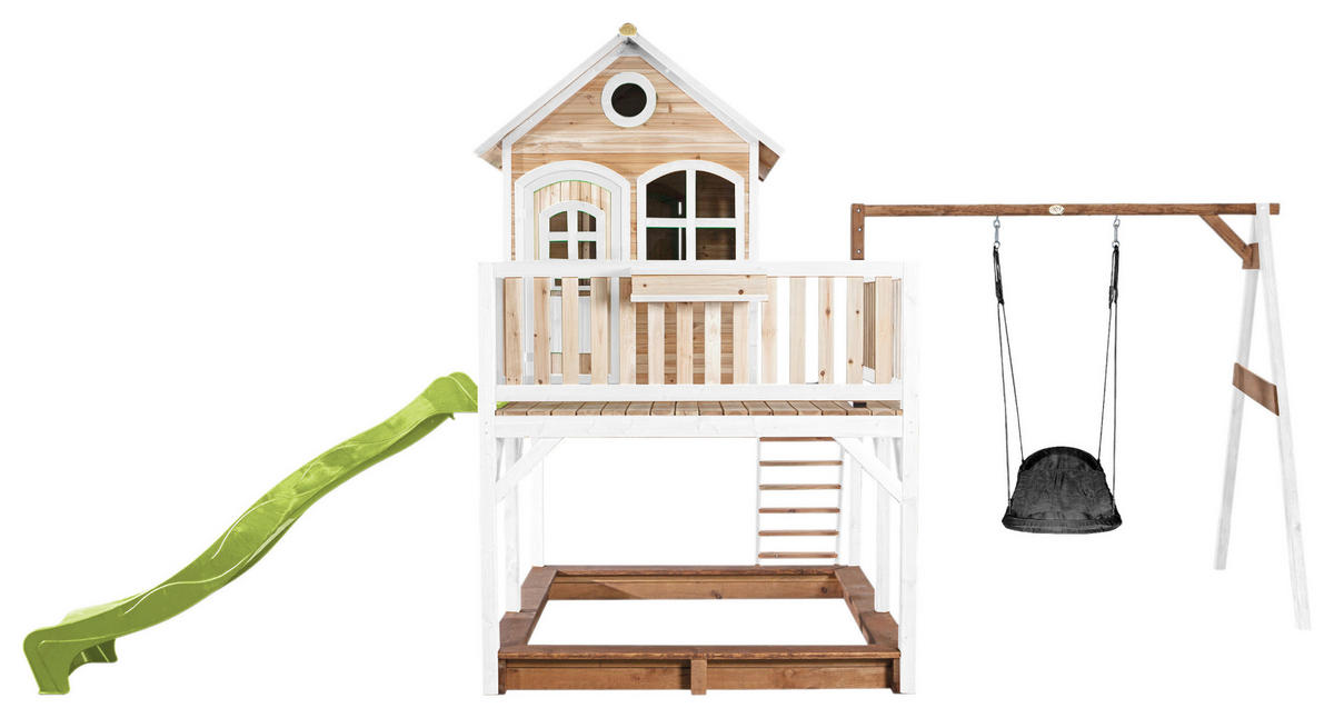 SPIELTURM 613/291/277 cm  - Braun/Weiß, KONVENTIONELL, Holz (613/291/277cm) - Ambia Garden