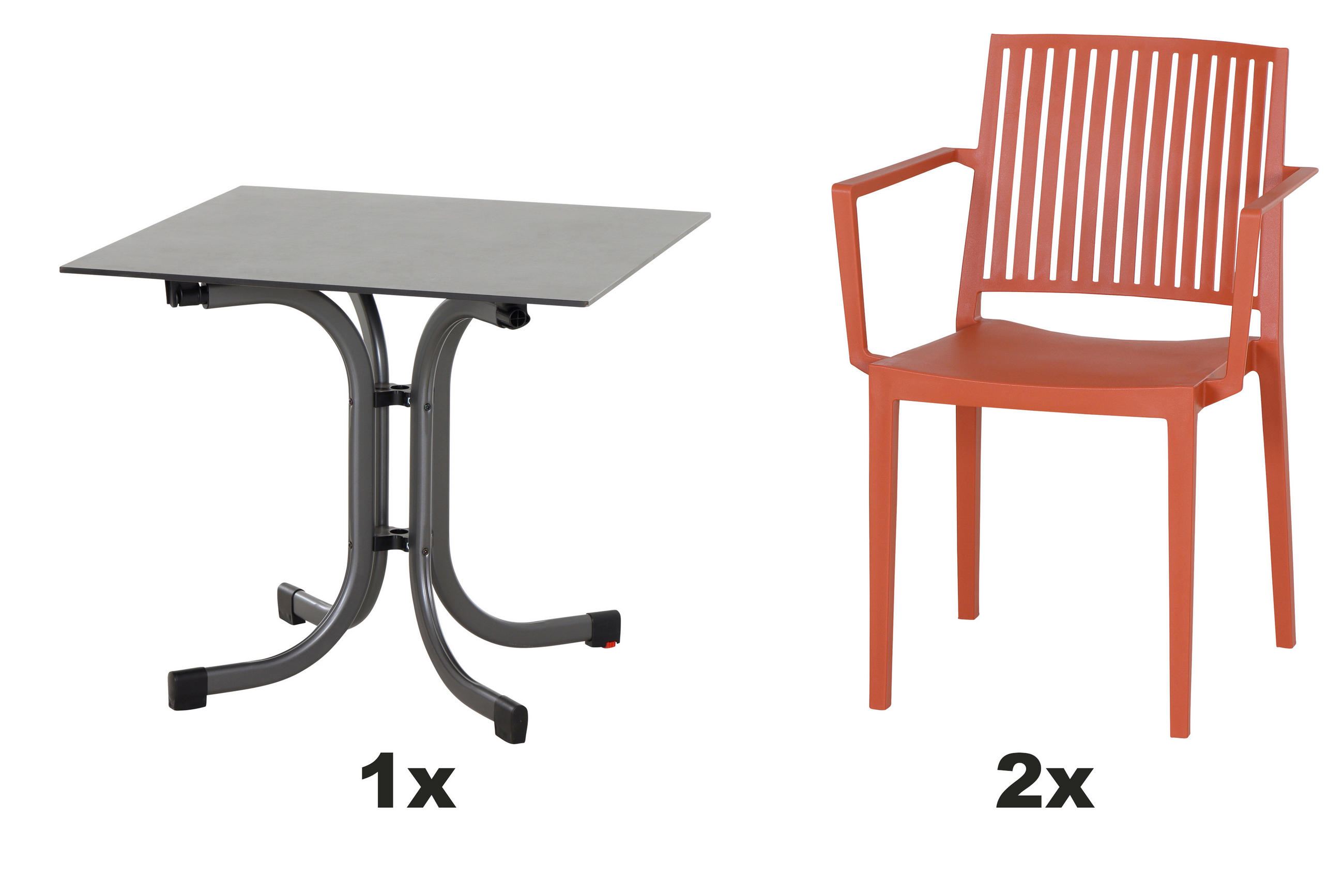 GARTENGARNITUR 3-teilig  - Anthrazit/Rot, Basics, Holzwerkstoff/Kunststoff (57/80/56cm) - Siena Garden