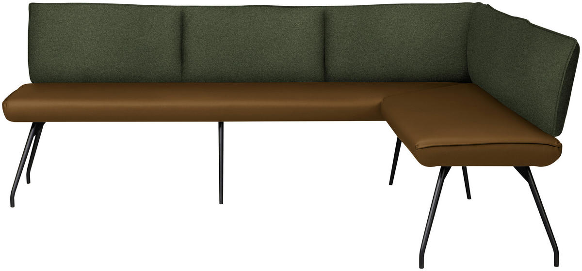 ECKBANK 225/165 cm  in Olivgrün  - Schwarz/Olivgrün, Design, Textil/Metall (225/165cm) - Moderano
