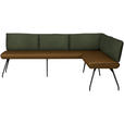 ECKBANK 225/165 cm  in Olivgrün  - Schwarz/Olivgrün, Design, Textil/Metall (225/165cm) - Moderano