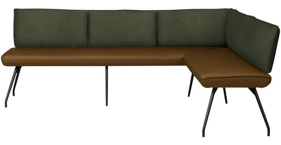 ECKBANK 225/165 cm  in Olivgrün  - Schwarz/Olivgrün, Design, Textil/Metall (225/165cm) - Moderano