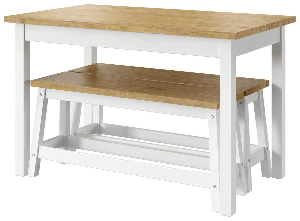 TISCHGRUPPE   - Naturfarben/Weiß, Natur, Holz (120/98/76,5/46/70/28cm) - Livetastic