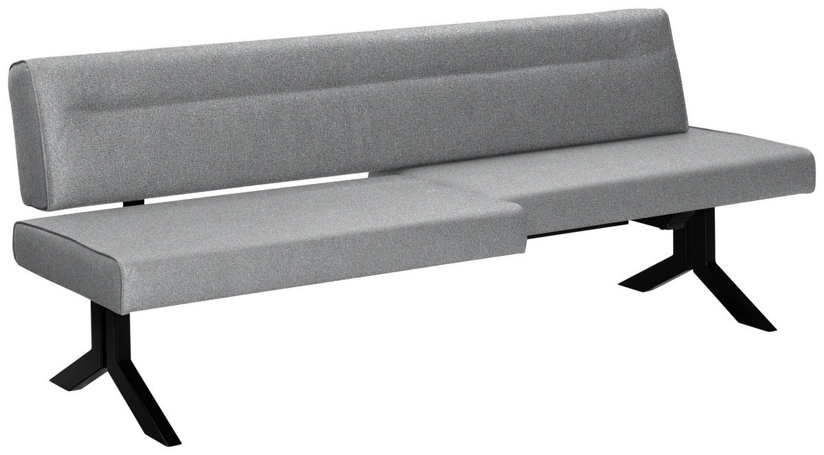 SITZBANK in Metall, Textil Hellgrau  - Hellgrau/Schwarz, Konventionell, Textil/Metall (220/87/70-86cm) - Moderano